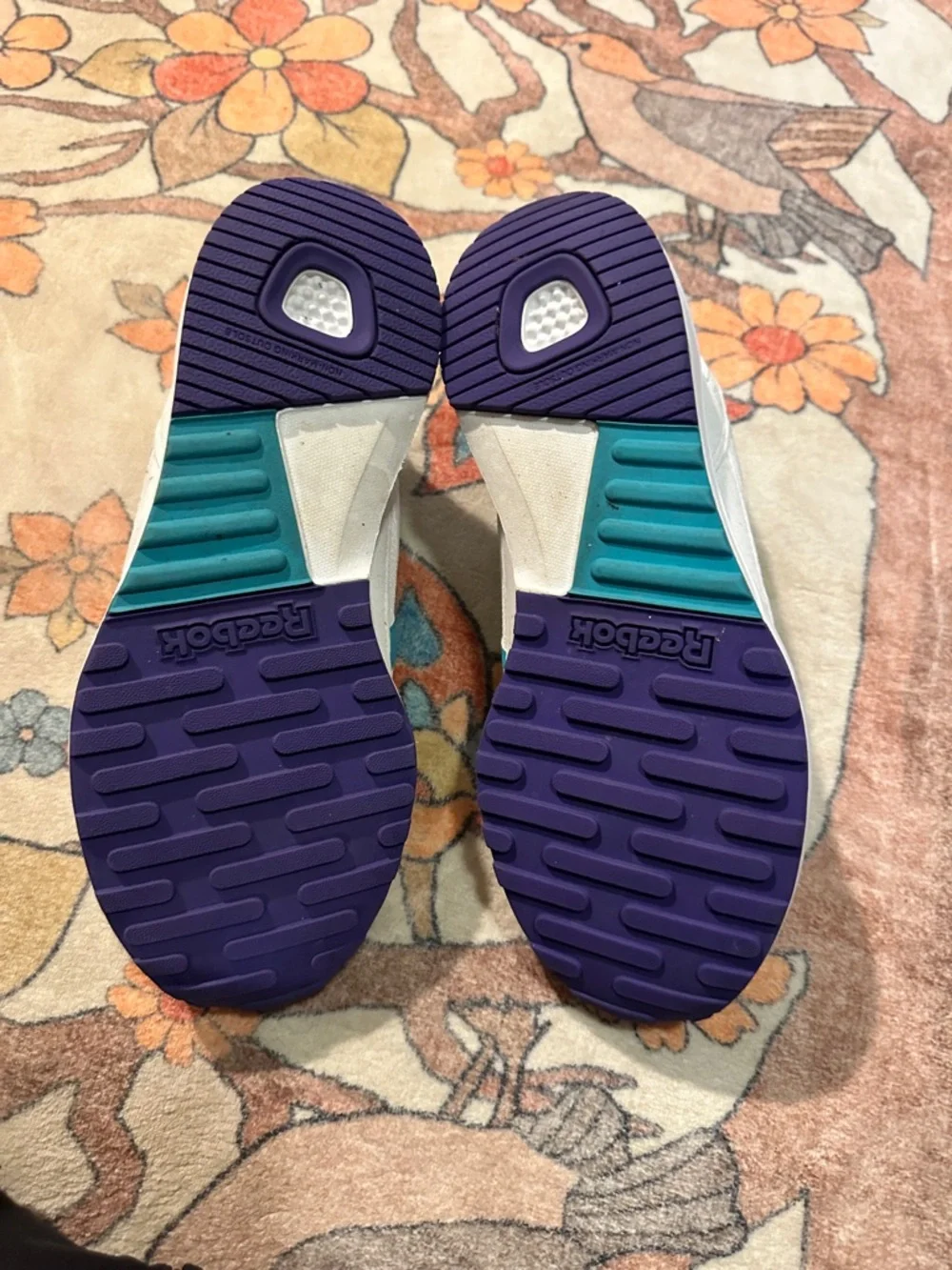 Reebok White Sneakers with Teal & Purple Accents